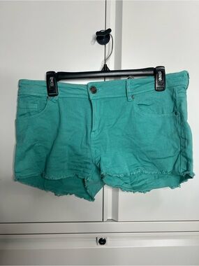 ☀️ Teal Denim Frayed Hem Women's Shorts